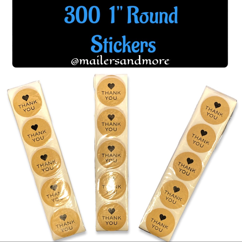 300 Pack of 1" Round Kraft Thank You Stickers "THANK YOU" PRICE IS FIRM - Picture 1 of 3